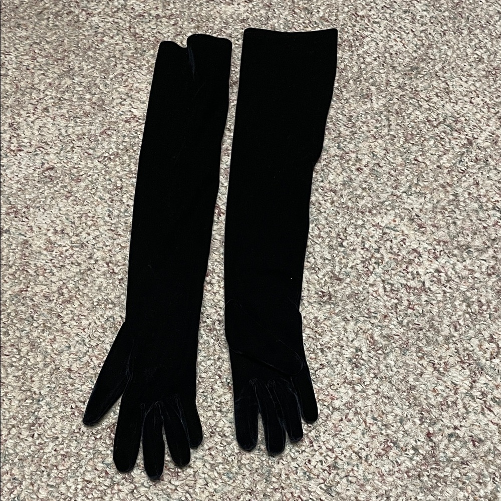 Velvet sholder high Black Long Gloves- new